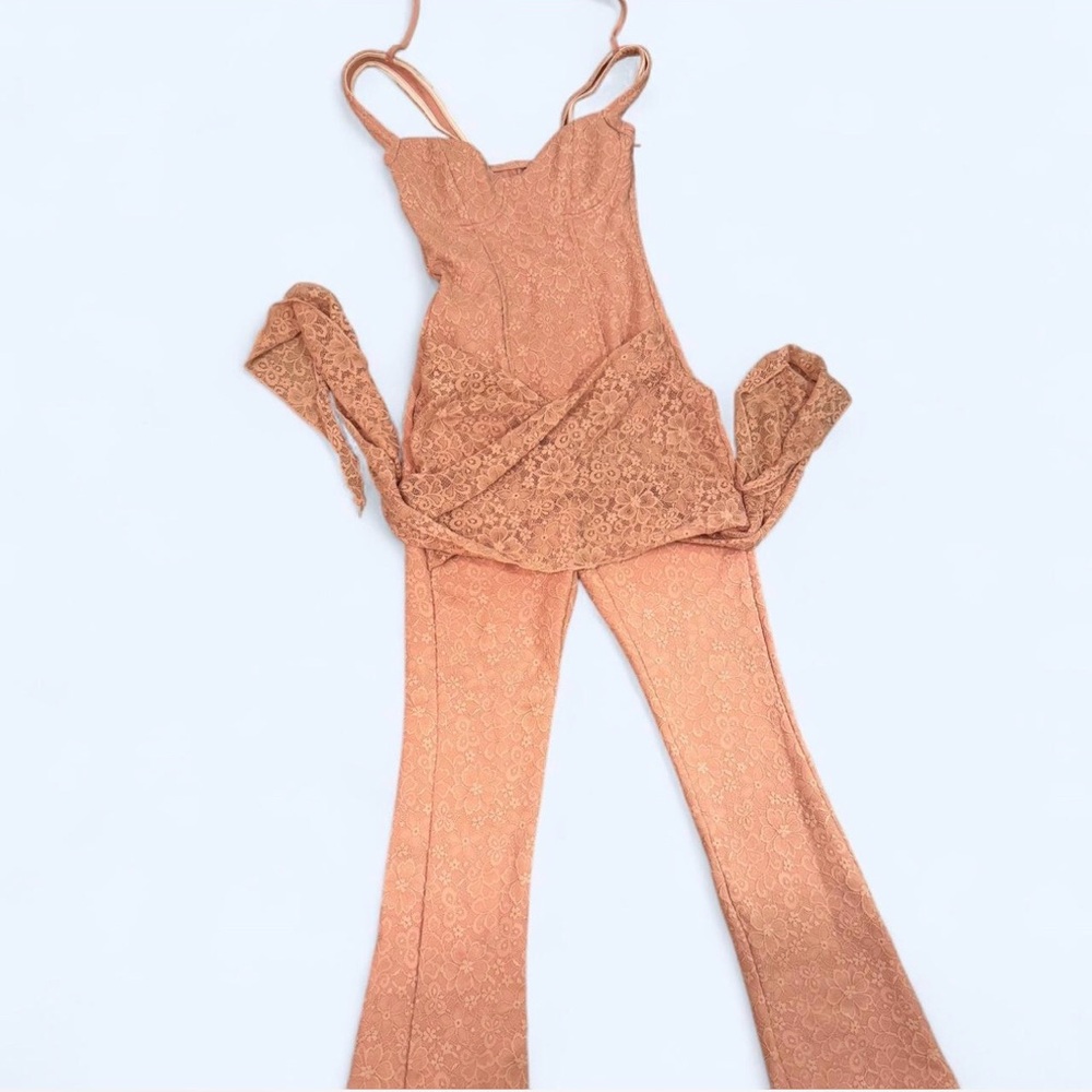 Elegant Lace Jumpsuit in Peach